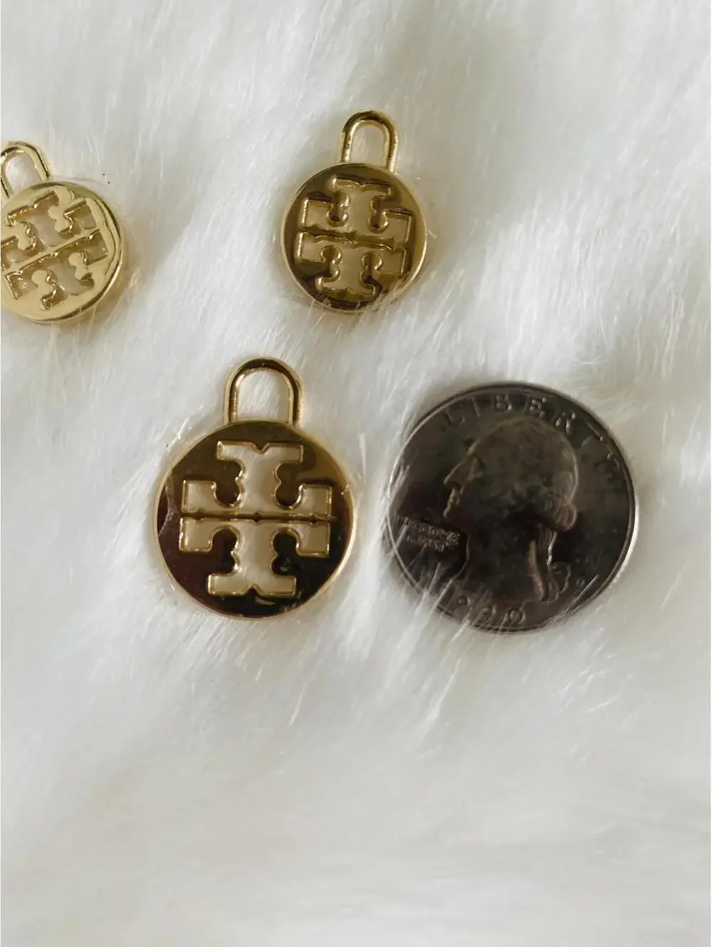 Tory Burch Gold Logo Charms Set of 3